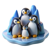 magnificent signature A group of penguins huddled together on an icy landscape, cartoon style, cool, bright lighting, simple shapes png