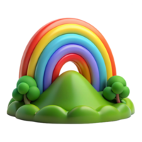 dazzling passionate geometric A colorful rainbow arching over a lush green valley. Vibrant colors, hopeful atmosphere sharp png