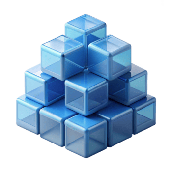 dramatic avant garde A field of translucent cubes in varying sizes and shades of blue, overlapping and interacting, soft diffused lighting, Minimalist style crisp png