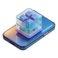 standout elegant A transparent smartphone displaying a complex 3D model, soft, ambient lighting, minimalist style ultra HD png