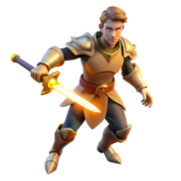 dazzling nostalgic minimalist A fierce warrior wielding a glowing sword, dramatic backlighting, heroic fantasy style flawless png