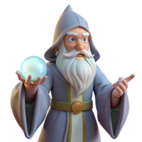gorgeous geometric A wise old wizard with a long white beard holding a glowing orb, soft, ethereal lighting, Art Deco style premium png