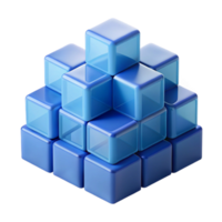 mesmerizing peaceful tropical A field of translucent cubes in varying sizes and shades of blue, overlapping and interacting, soft diffused lighting, Minimalist style luxury png