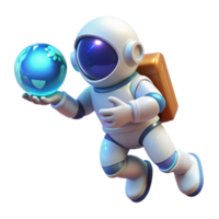 extraordinary reflective futuristic A lone astronaut floating in space, holding a glowing data orb, starry backdrop, realistic style museum quality png