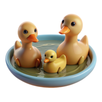 gorgeous contemporary A family of ducks swimming in a pond, serene setting, soft lighting handcrafted png
