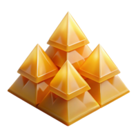 splendid vintage A cluster of translucent pyramids, overlapping and intersecting, illuminated by a warm, yellow light. Minimalist style professional png