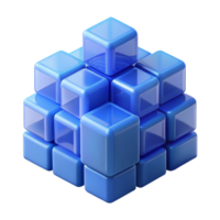 whimsical dazzling A field of translucent cubes in varying sizes and shades of blue, overlapping and interacting, soft diffused lighting, Minimalist style perfect clarity png