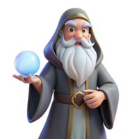tranquil elegant A wise old wizard with a long white beard holding a glowing orb, soft, ethereal lighting, Art Deco style high resolution png