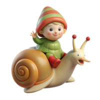 sought after bohemian A tiny gnome riding a giant snail, dappled sunlight, whimsical style premium png