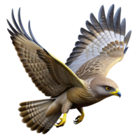 dynamic sumptuous A soaring hawk circling in the sky, clear blue sky and bright sunlight, rendered in a dynamic, realistic style detailed png