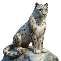 dazzling mid century A majestic snow leopard perched atop a Himalayan peak, wind whipping through its fur, rendered in a hyperrealistic style with dramatic, chiaroscuro lighting fine detail png