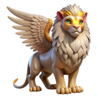extraordinary tranquil tropical Portrait of a majestic griffin with eagle wings, lion body, and piercing gaze, lit by the rising sun, in a fantasy style luxury png
