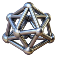 whimsical radiant A series of interconnected, geometric shapes, forming a complex, three dimensional structure, rendered in a metallic finish high quality png