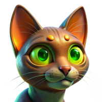 standout gothic Portrait of a curious cat with bright green eyes, illuminated by a warm lamplight, in a pet photography style elite png