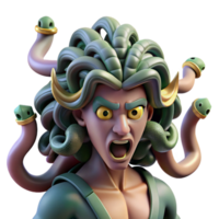 sought after surreal A fierce gorgon with snakes for hair, turning a warrior to stone, Baroque style studio quality png