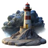 dramatic melancholic modern A lone lighthouse on a rocky outcrop, crashing waves and dramatic storm clouds, dark and moody lighting original png