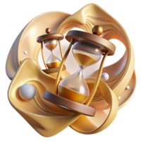 whimsical gorgeous An abstract representation of time, using fragmented clocks and swirling sand, dramatically lit handcrafted png