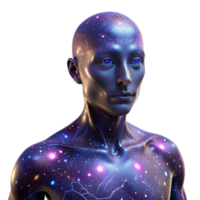 timeless coastal Portrait of an abstract humanoid form composed of swirling galaxies and nebulae, lit by the internal glow of the cosmos gallery standard png