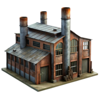 vibrant rustic Abandoned industrial factory, rusting metal and broken windows, dim overcast lighting, gritty realism style premium png