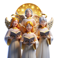 inspired industrial A group of celestial beings with glowing wings and halos singing in a celestial choir, ethereal, golden lighting, Renaissance painting style studio quality png