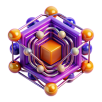 quintessential art deco A quantum computer, glowing wires and nodes, complex patterns, vibrant purple and orange hues, abstract art style high quality png