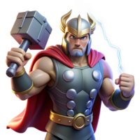 immaculate tranquil coastal A fierce Thor wielding Mjolnir, lightning crackling around him, comic book style, dramatic, lightning filled lighting original png