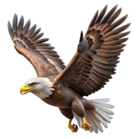 serene whimsical creative A powerful eagle soaring through the sky, realistic style, dramatic lighting, windswept feathers handcrafted png