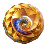 rare vintage Golden ratio spirals made of interconnected, glowing, crystalline shards, with a volumetric lighting setup and a touch of chromatic aberration premium png