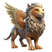 striking exemplary Portrait of a majestic griffin with eagle wings, lion body, and piercing gaze, lit by the rising sun, in a fantasy style png