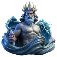 nostalgic captivating Poseidon commanding a tempestuous sea, dark and stormy lighting, dramatic realism style museum quality png