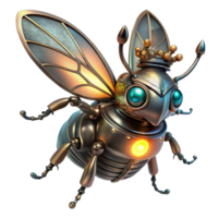 spectacular calm abstract A steampunk insect, a beetle with metallic wings and glowing eyes, perched on a gear, illuminated by a single spotlight. Macro photography, sharp focus premium png