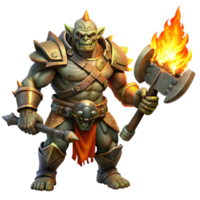 procurado depois de abstrato uma temível orc chefe empunhando uma maciço martelo de guerra, dramático luz do fogo, dentro uma corajoso martelo de guerra estilo estúdio qualidade png