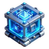 radiant avant garde A quantum computer, its intricate components glowing with energy, illuminated by a cool, blue light, sci fi style masterfully captured png