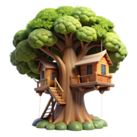 remarkable tropical A treehouse built into a giant sequoia tree, dappled sunlight filtering through the leaves, fantasy art style artisan png
