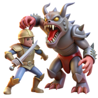 radiant nordic A courageous knight battling a grotesque monster, dramatic lighting, fantasy art style genuine png