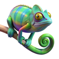 serene traditional A chameleon camouflaged on a branch, close up, vibrant colors, macro photography style artisan png