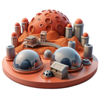 nostalgic impressive A futuristic city on Mars, red dust covering buildings, pressurized domes, rovers driving in the distance high quality png