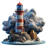 gorgeous harmonious organic A towering lighthouse on a rocky coast, dramatic storm clouds and crashing waves, photorealistic style original png