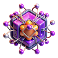 notable elegant A quantum computer, glowing wires and nodes, complex patterns, vibrant purple and orange hues, abstract art style professional png