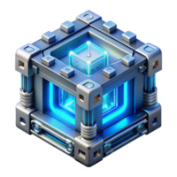 intense splendid A quantum computer, its intricate components glowing with energy, illuminated by a cool, blue light, sci fi style fine detail png