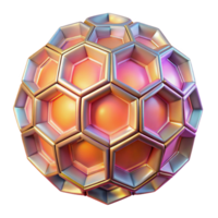 majestic quintessential A kaleidoscope of tessellated hexagons, shimmering with holographic textures, lit by a warm ambient glow, in a minimalist style png