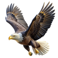 dazzling renaissance A majestic bald eagle soaring through the sky, dynamic lighting, realistic wildlife photography high resolution png