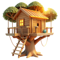 rare victorian A treehouse built into a giant sequoia, rustic wood and rope, warm sunlight filtering through leaves, whimsical, illustration, refined png