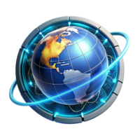 alluring victorian A holographic projection of the Earth rotating slowly, continents outlined in glowing lines, surrounded by binary code, futuristic style artisan png