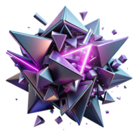 vibrant retro A chaotic explosion of fragmented geometric shapes, illuminated by sharp, contrasting neon lights, in a futuristic, deconstructed style perfect clarity png