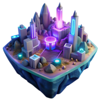 captivating peaceful artistic A futuristic city built within a massive crater, illuminated by a network of glowing pathways and structures, vibrant neon colors, cyberpunk style flawless png
