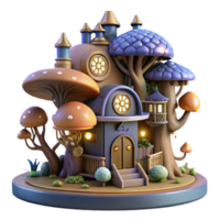 unparalleled artistic A whimsical steampunk treehouse, built into a giant clockwork tree, surrounded by glowing mushrooms, whimsical lighting, fantasy style high quality png