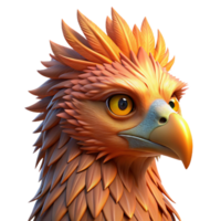 captivating exceptional Portrait of a majestic griffin with piercing golden eyes and feathers the color of burnished copper, illuminated by the warm glow of a setting sun png