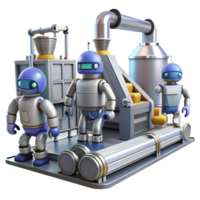 wonderful minimalist A group of robots working in a futuristic factory, industrial lighting, photorealistic, high resolution png