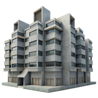 reflective fascinating A Brutalist concrete apartment complex, overcast sky, muted color palette, stark geometric forms, repetitive patterns, gritty urban realism gallery standard png
